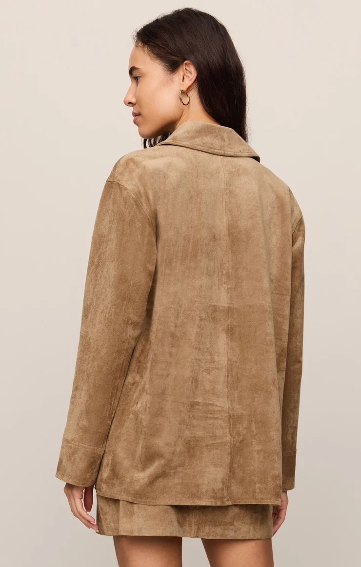 Decker Faux Suede Chore Coat - Light Sand