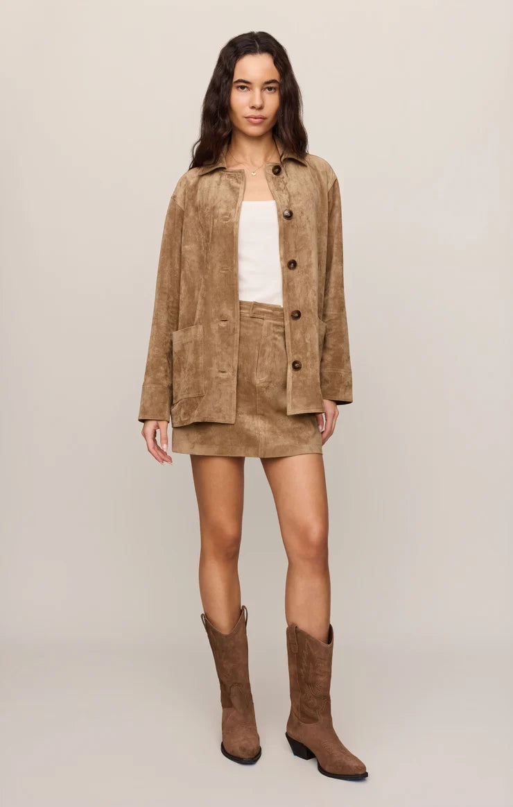 Decker Faux Suede Chore Coat - Light Sand