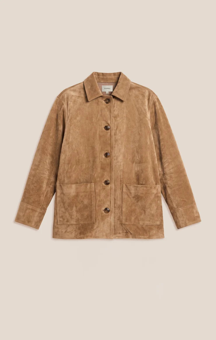 Decker Faux Suede Chore Coat - Light Sand