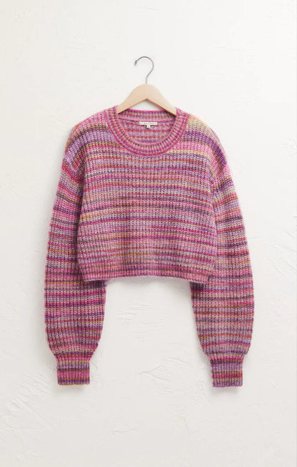 Prism Metallic Stripe Sweater - Magenta Punch V-Neck Tops Z-Supply   