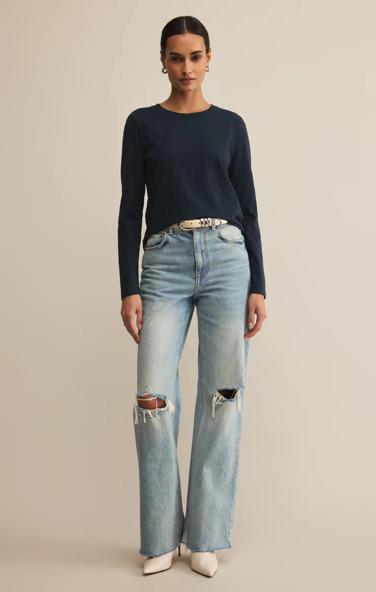 Modern Slub Long Sleeve Top - Eclipse TOP Z Supply