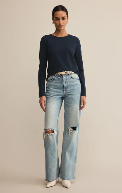 Modern Slub Long Sleeve Top - Eclipse TOP Z Supply