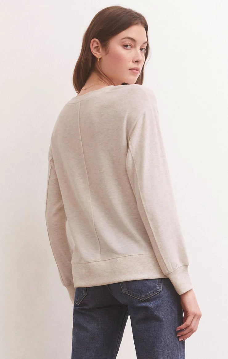 Wilder Cloud V-Neck Long Sleeve Top - Light Oatmeal Sweaters Z-Supply   