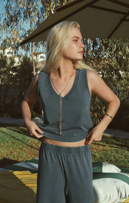 Sloane V-Neck Top - Emerald Cove