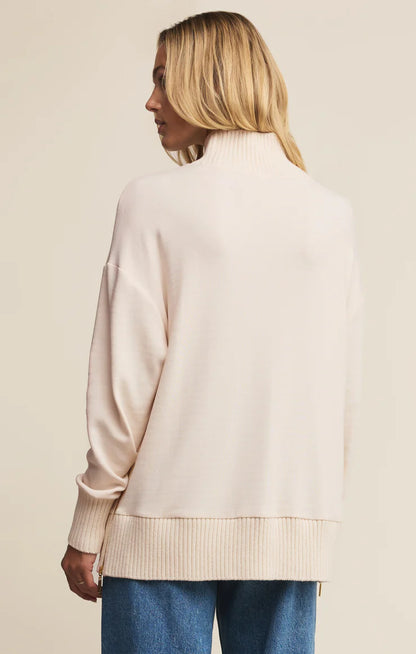 Sable Luxe Rib Mock Neck Sweatshirt - Warm White TOP Z Supply