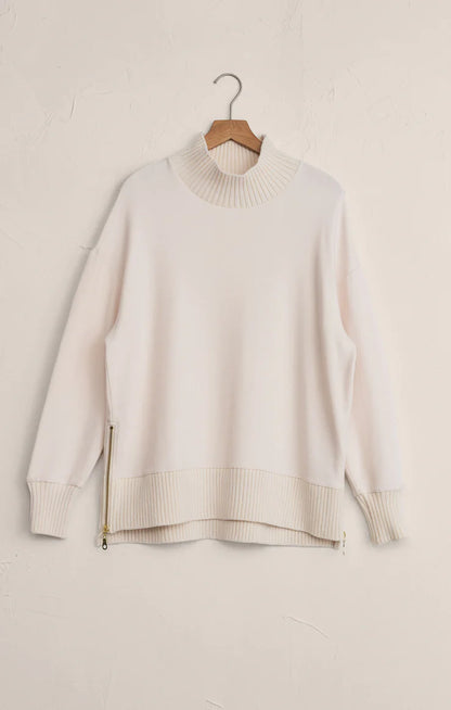 Sable Luxe Rib Mock Neck Sweatshirt - Warm White TOP Z Supply