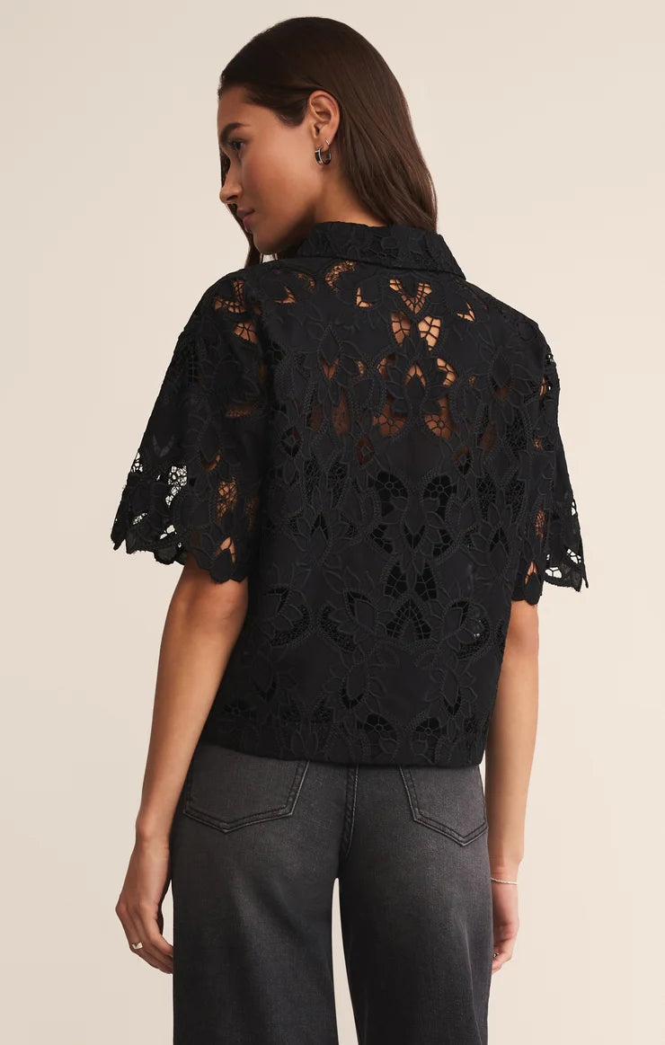 Midnight Embroidered Lace Top - Black TOP Z Supply