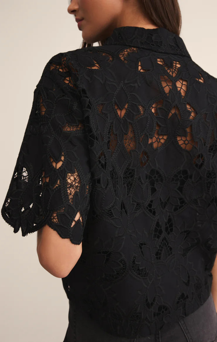 Midnight Embroidered Lace Top - Black TOP Z Supply