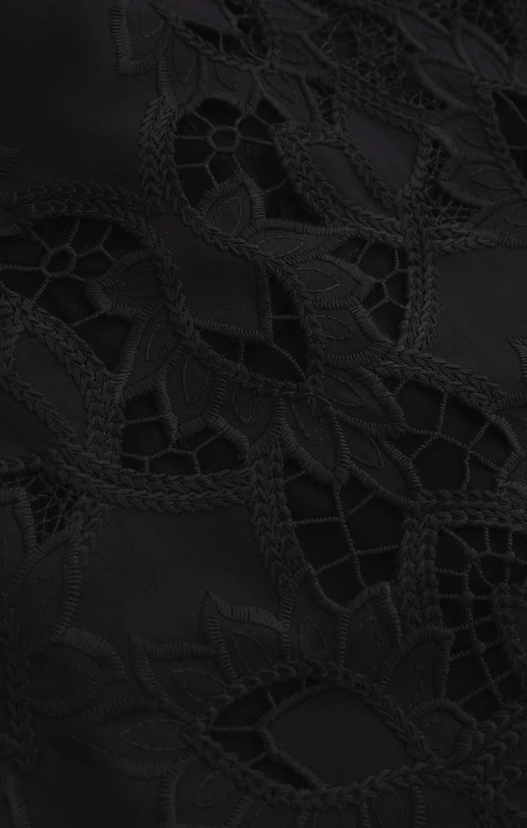 Midnight Embroidered Lace Top - Black TOP Z Supply