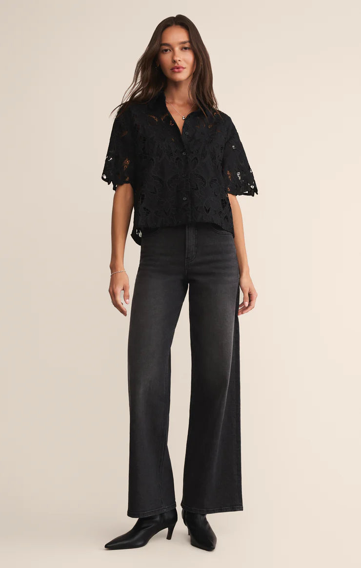 Midnight Embroidered Lace Top - Black TOP Z Supply