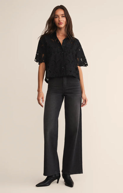 Midnight Embroidered Lace Top - Black TOP Z Supply