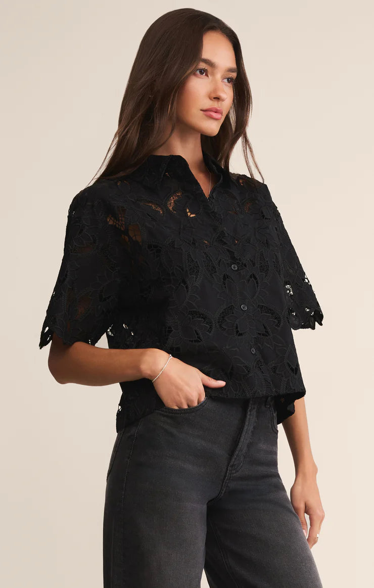 Midnight Embroidered Lace Top - Black TOP Z Supply
