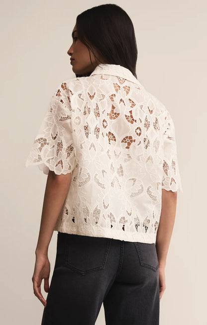 Midnight Embroidered Lace Top - Cloud White TOP Z Supply
