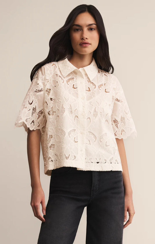 Midnight Embroidered Lace Top - Cloud White TOP Z Supply
