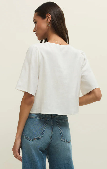 La Belle Linen Top - White Blouse Z Supply