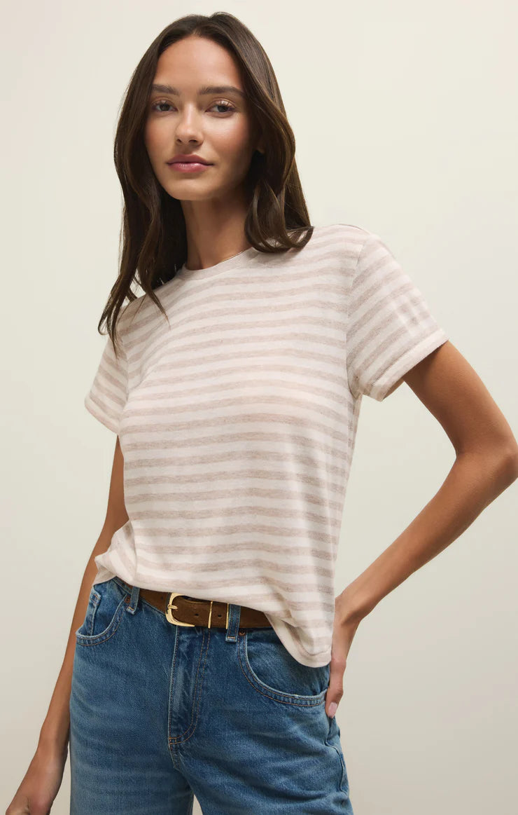 Tourist Striped Tee - Natural Heather Tee Z Supply