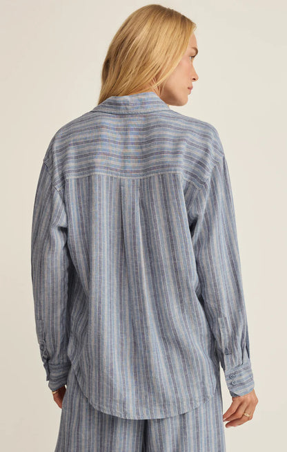 The Signature Striped Linen Top - Indigo TOP Z Supply