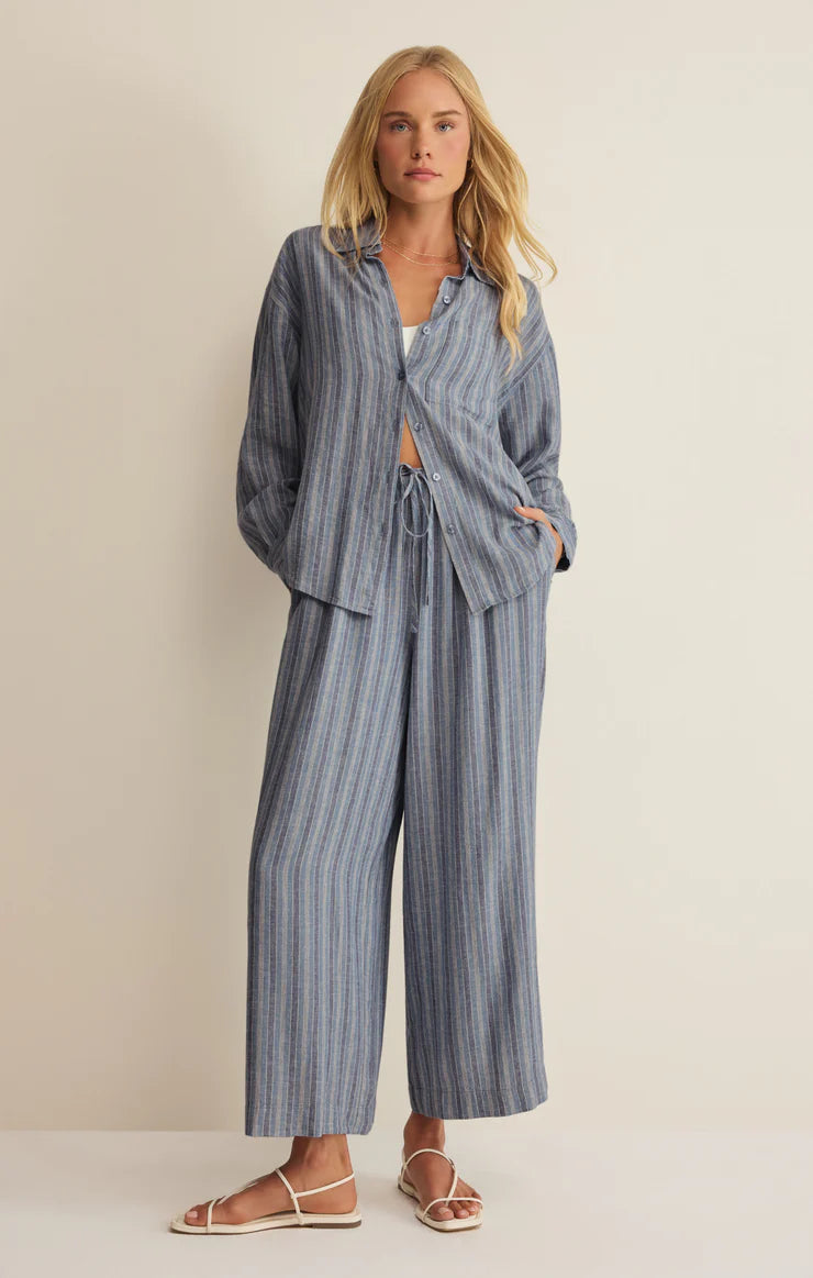 The Signature Striped Linen Top - Indigo TOP Z Supply