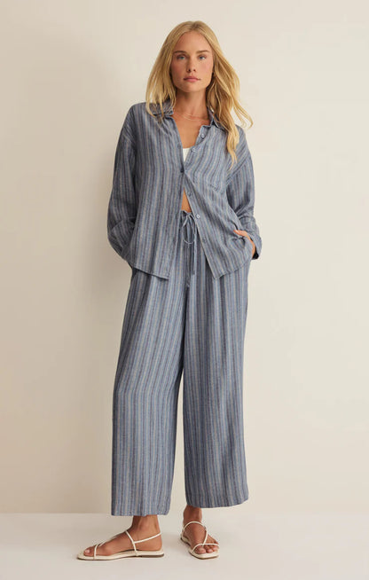 The Signature Striped Linen Top - Indigo TOP Z Supply