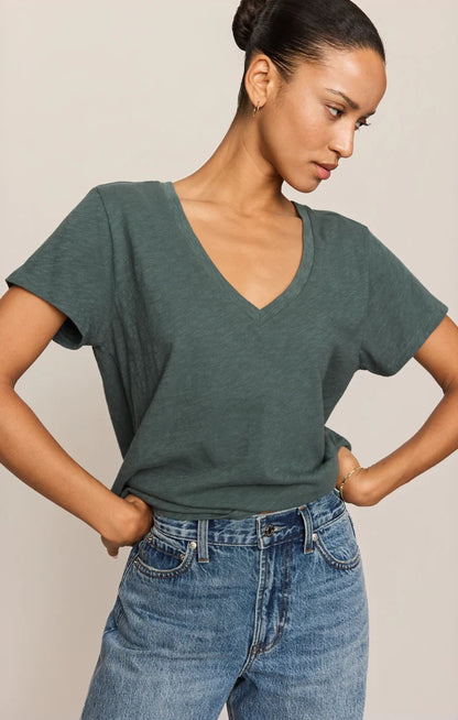 Nomad Slub V-Neck Tee - Emerald Cove