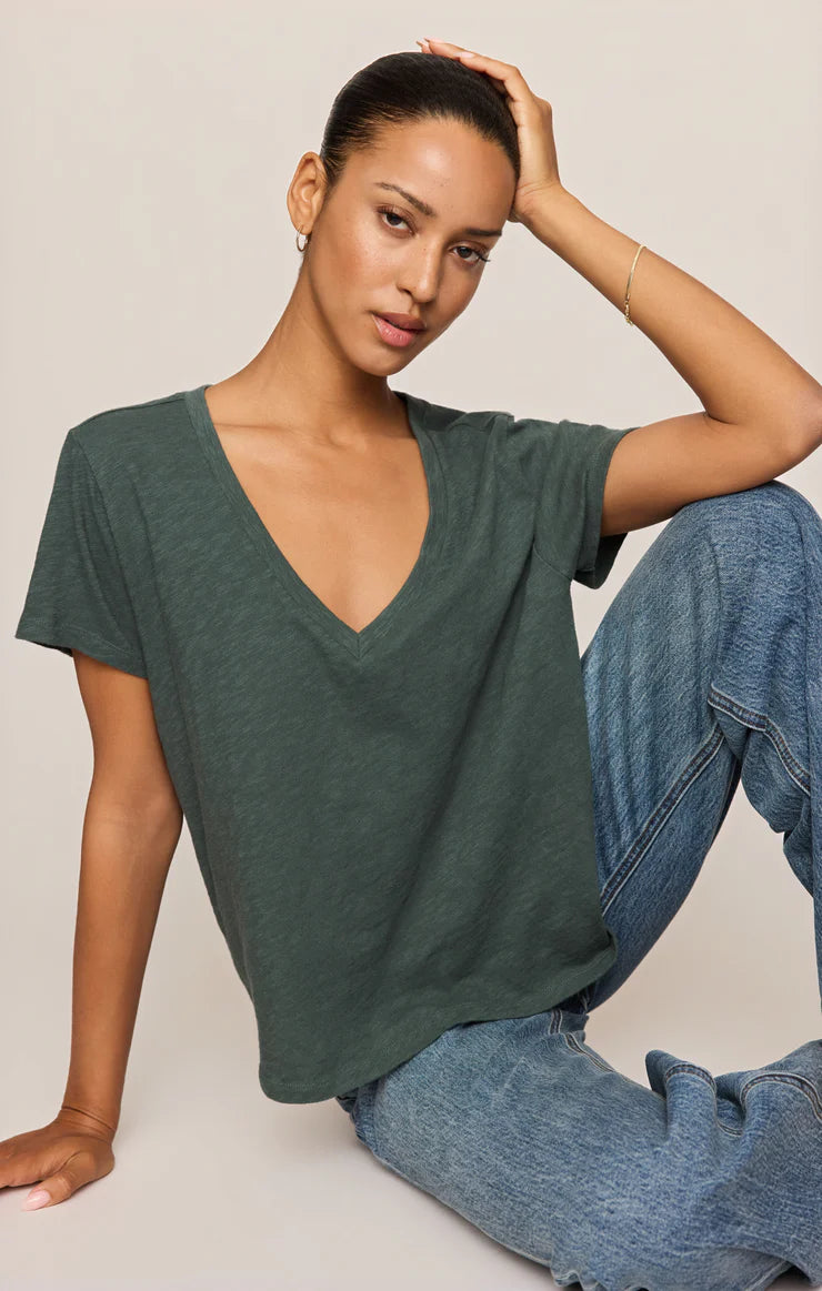 Nomad Slub V-Neck Tee - Emerald Cove