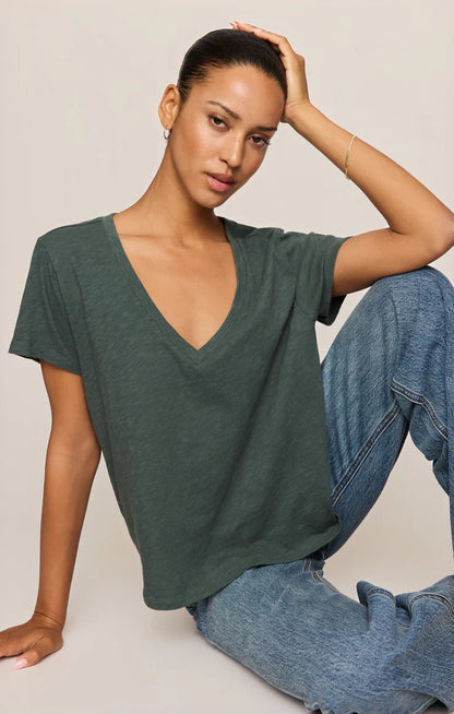 Nomad Slub V-Neck Tee - Emerald Cove