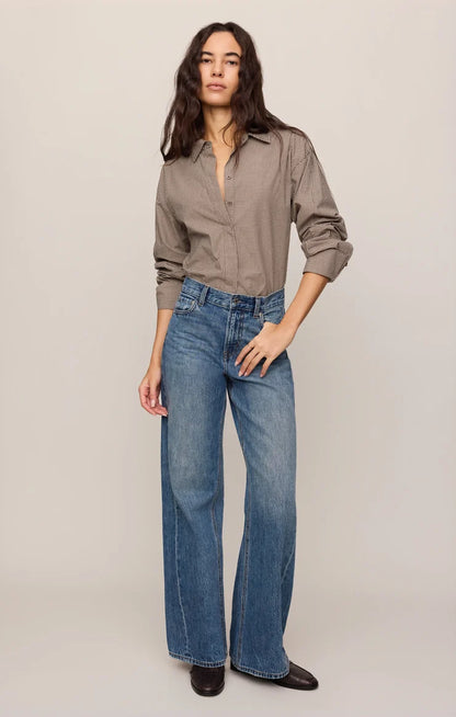 On Duty Gingham Button Up Top