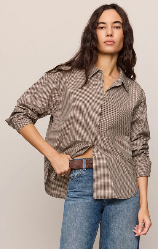 On Duty Gingham Button Up Top TOP Z Supply