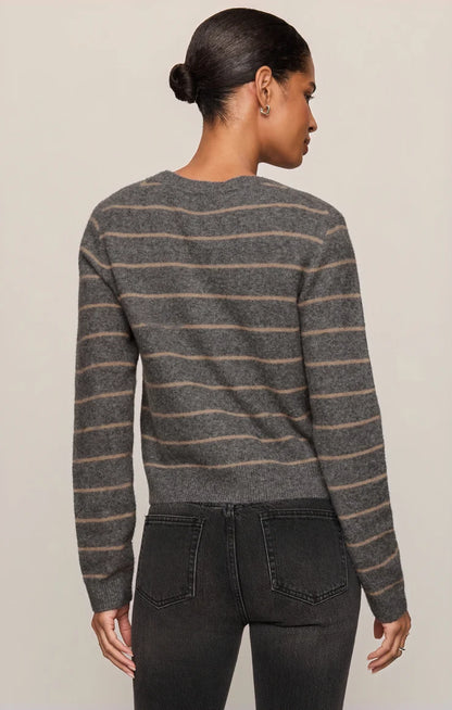 Medina Stripe Cardigan - Charcoal Heather