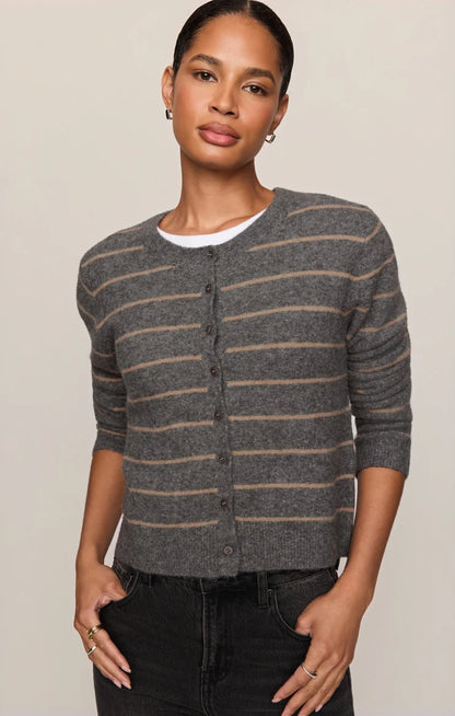 Medina Stripe Cardigan - Charcoal Heather
