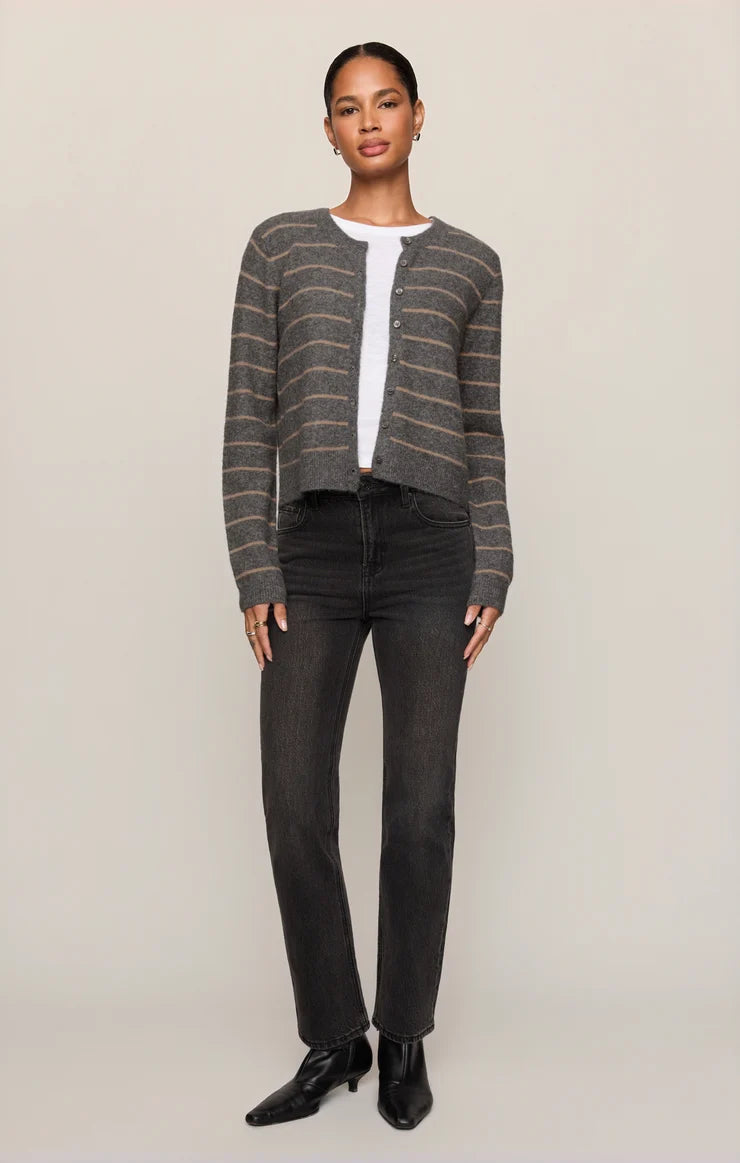 Medina Stripe Cardigan - Charcoal Heather
