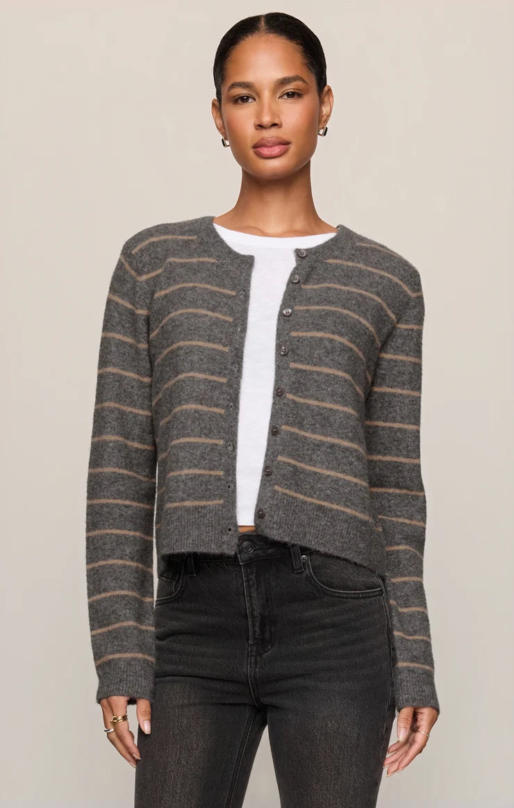 Medina Stripe Cardigan - Charcoal Heather