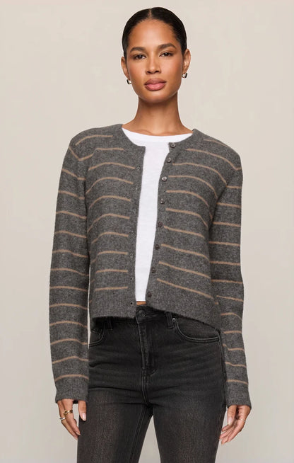 Medina Stripe Cardigan - Charcoal Heather