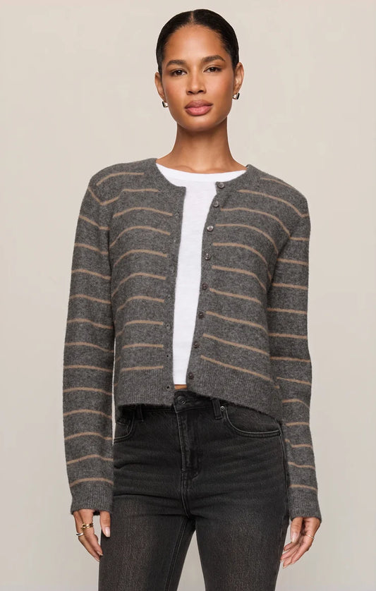 Medina Stripe Cardigan - Charcoal Heather