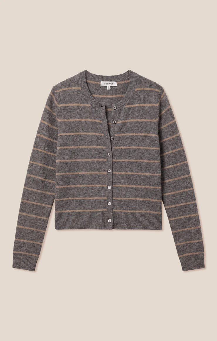 Medina Stripe Cardigan - Charcoal Heather