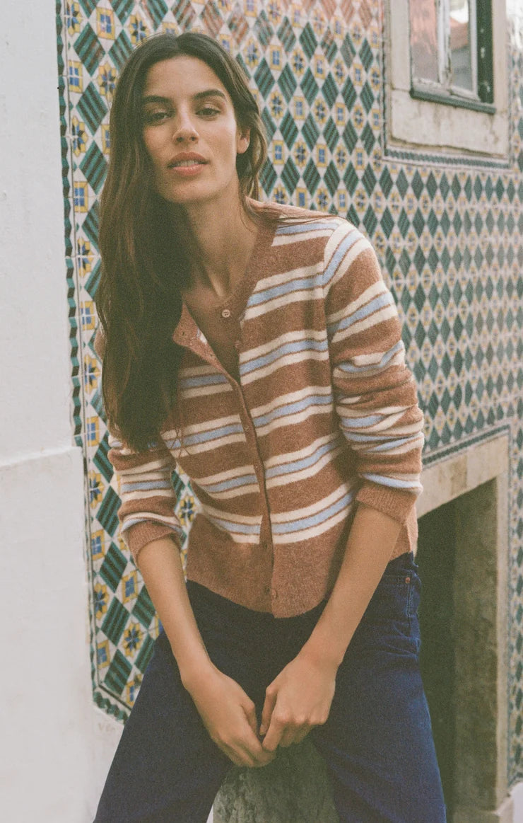 Medina Stripe Cardigan - Golden Caramel