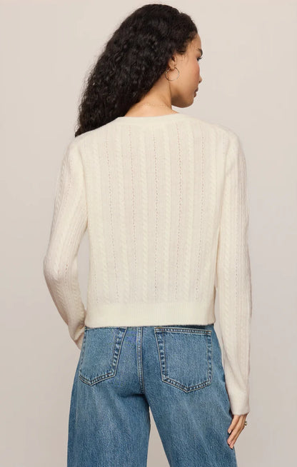 Medina Cable Pointelle Cardigan - Cloud