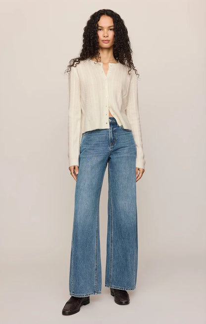 Medina Cable Pointelle Cardigan - Cloud