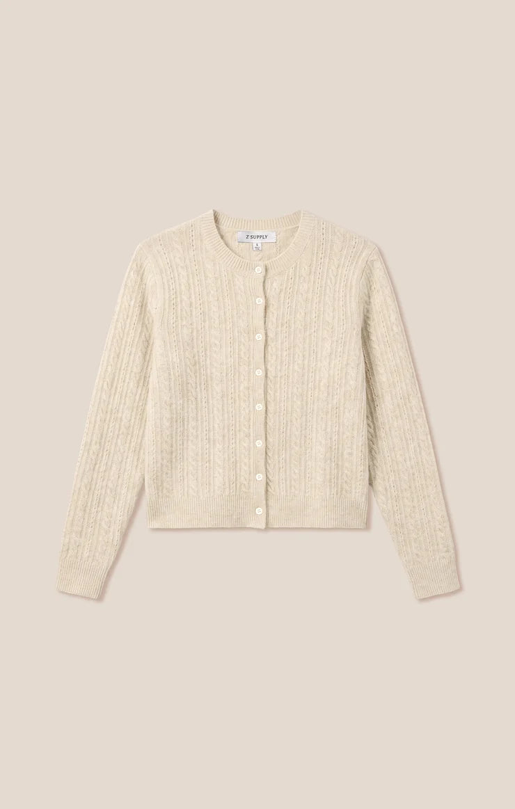Medina Cable Pointelle Cardigan - Cloud