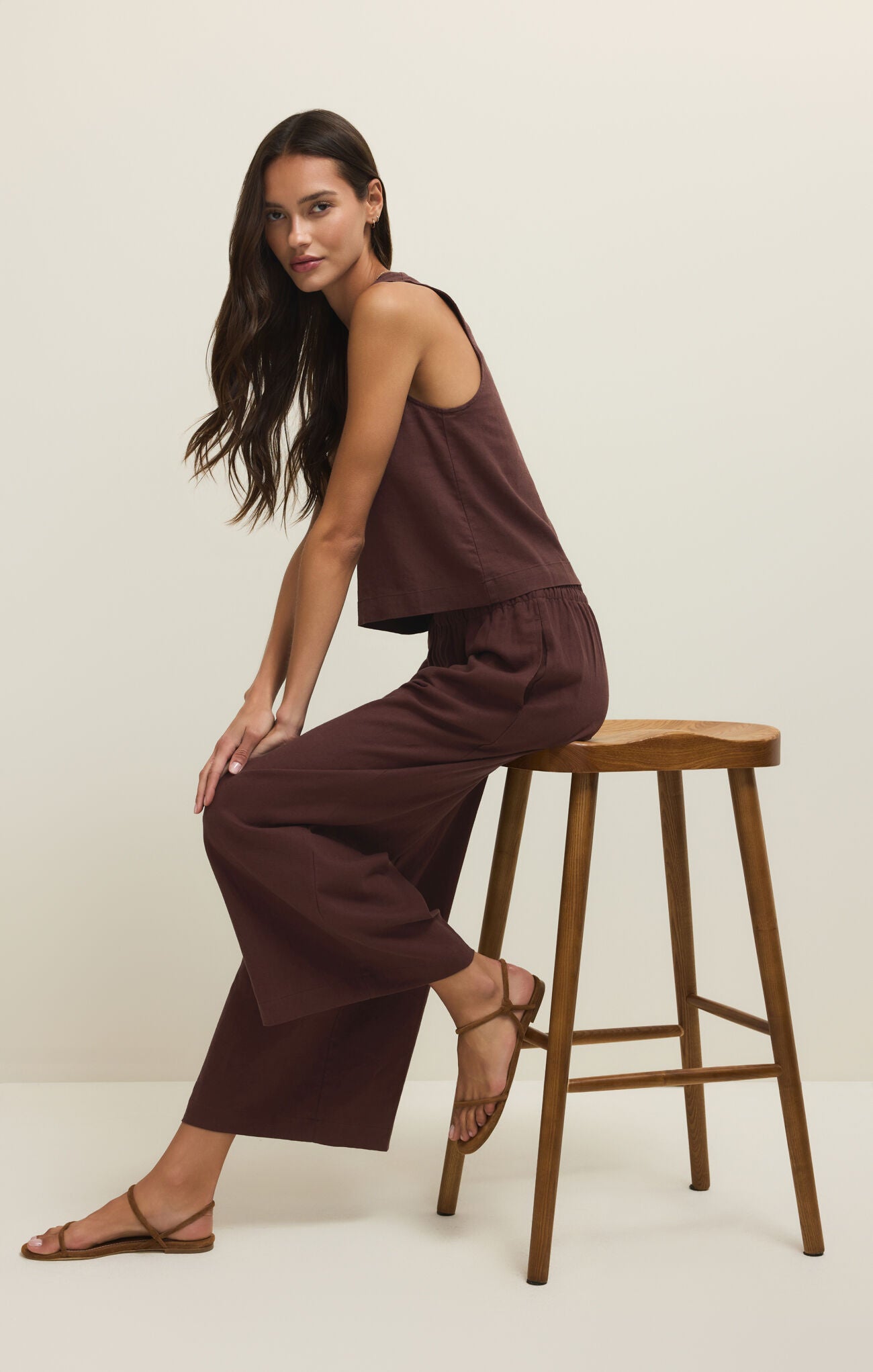 Sloane Linen Top - Chocolate Cherry Top Z Supply