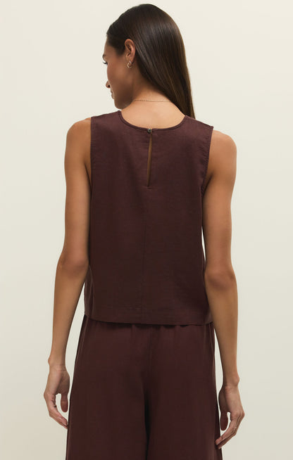 Sloane Linen Top - Chocolate Cherry Top Z Supply