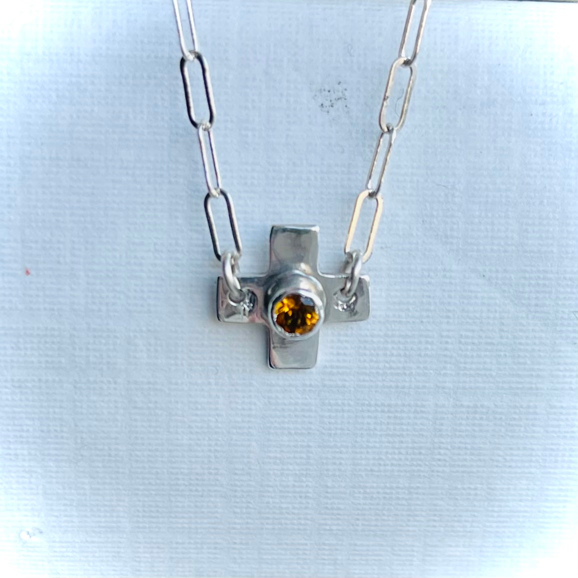 Dainty Kelly Cross with Citrine Necklace Necklaces Richard Schmidt Default Title