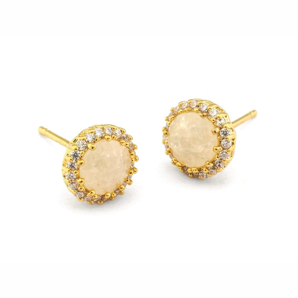 Stone Stud with CZ Post Earrings - Cat's Eye EARRINGS Tai Jewelry Default Title