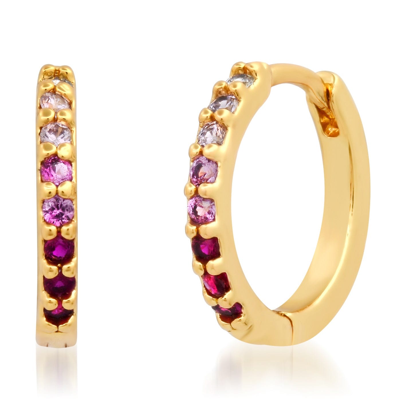 Ombre Pave CZ Huggie - Red EARRINGS Tai Jewelry Default Title