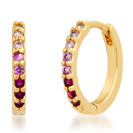 Ombre Pave CZ Huggie - Red EARRINGS Tai Jewelry Default Title