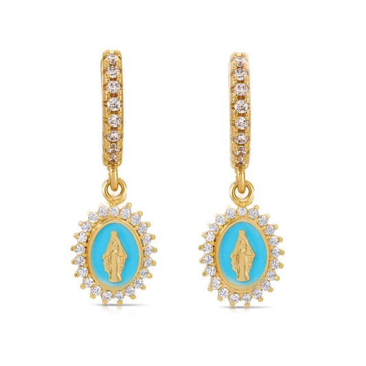 Lady Lourdes Huggies - Aqua EARRINGS JOY DRAVECKY Default Title