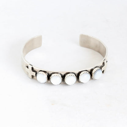 10mm Sterling Hammered Cuff with 5 MOP & Crosses Cuffs Richard Schmidt Default Title