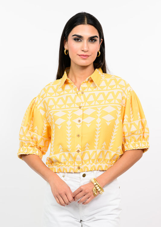Jacquard Collared Jacket - Butter Yellow CARDYORJKT Ivy Jane XS