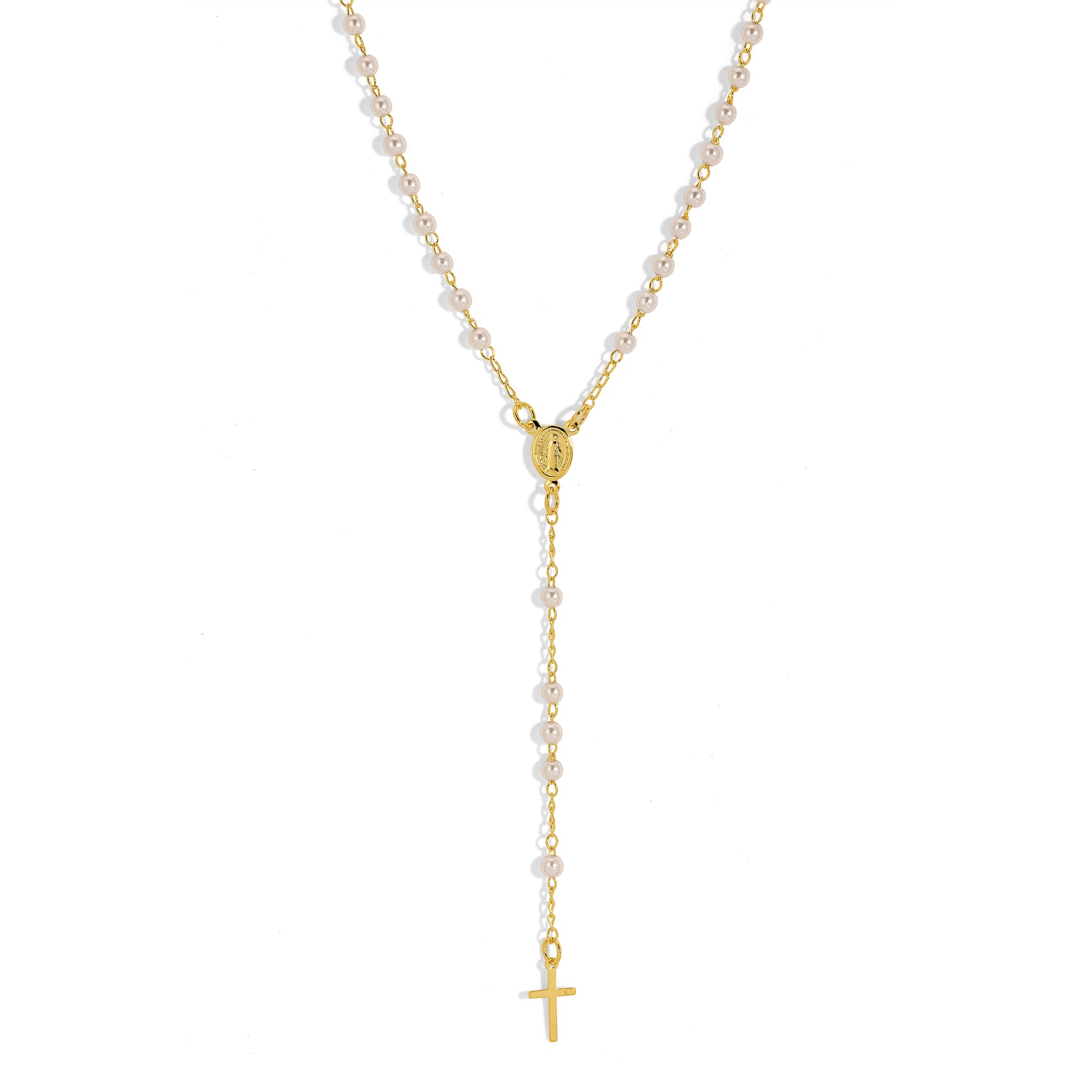 Pearl Rosary w Virgin Mary NECKLACES JOY DRAVECKY Default Title