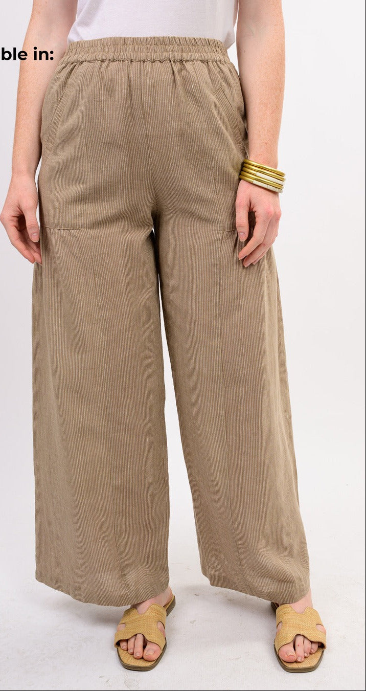 Khaki Striped Wide Leg Pant PANTS Ivy Jane